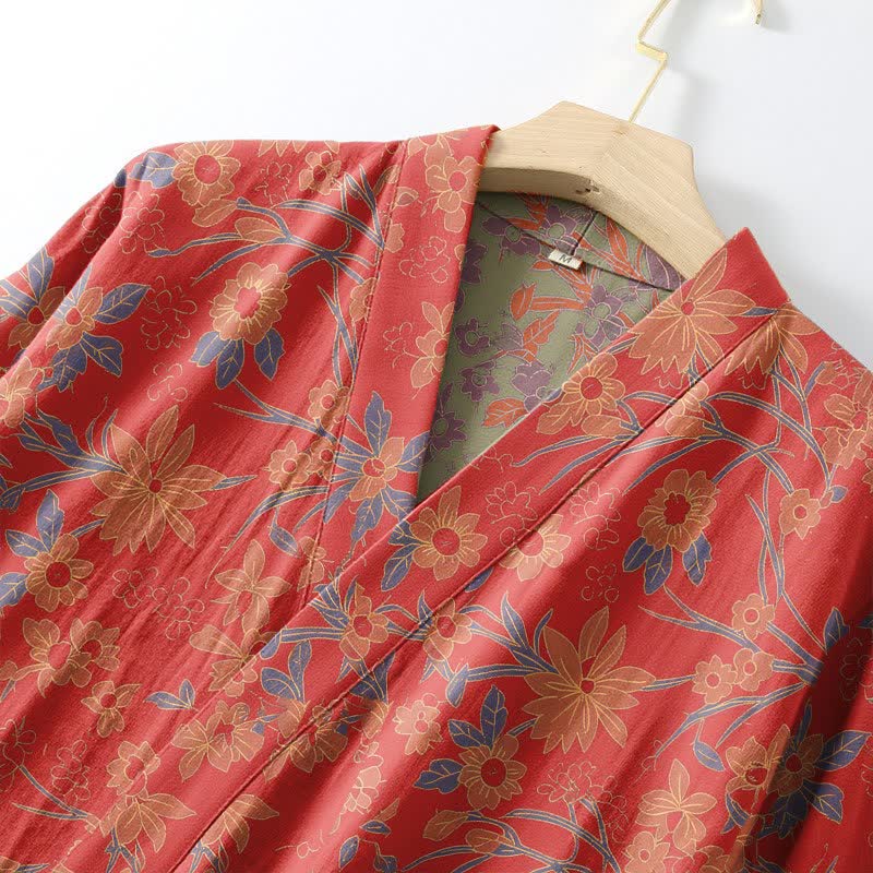 Accappatoio vintage in cotone jacquard con motivo floreale rustico - image 4