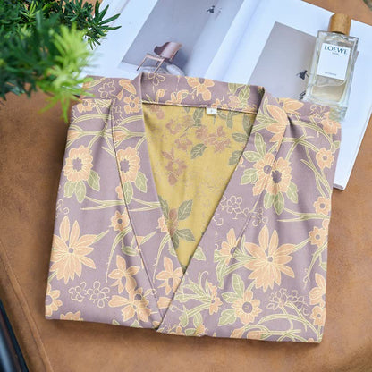 Accappatoio vintage in cotone jacquard con motivo floreale rustico - image 17