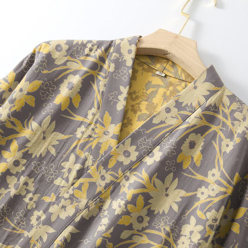 Accappatoio vintage in cotone jacquard con motivo floreale rustico - image 25