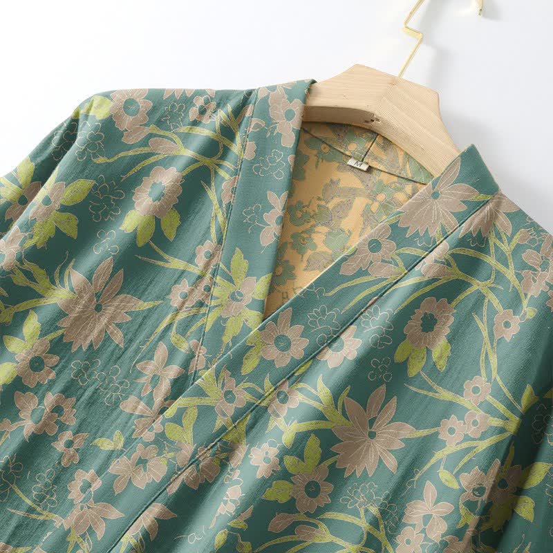 Accappatoio vintage in cotone jacquard con motivo floreale rustico - image 11