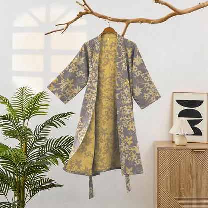Accappatoio vintage in cotone jacquard con motivo floreale rustico - image 22