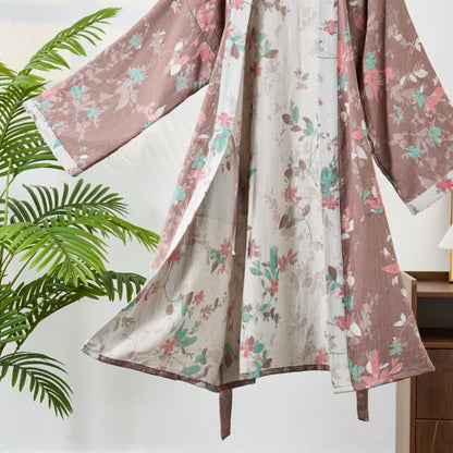 Kimono vintage in garza di cotone floreale - image 3