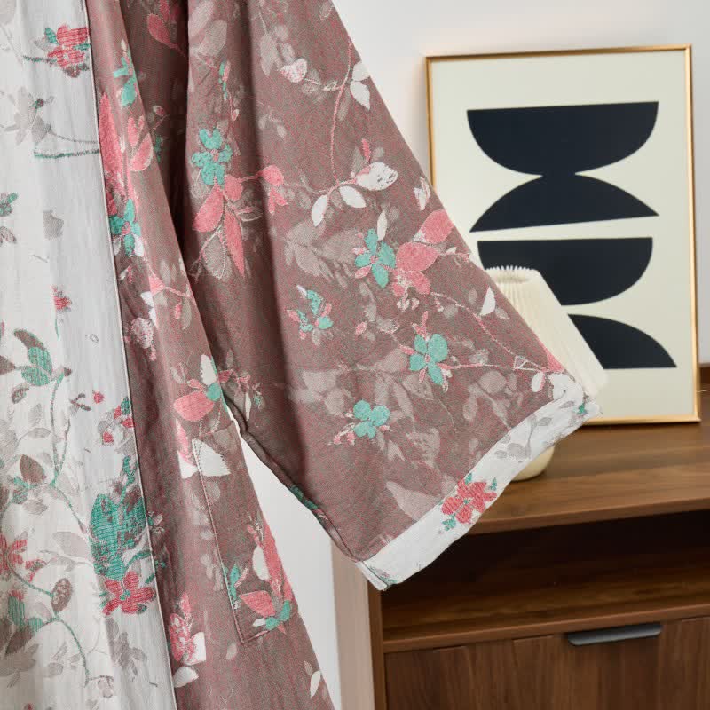 Kimono vintage in garza di cotone floreale - image 4