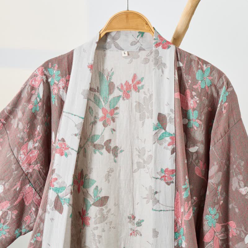 Kimono vintage in garza di cotone floreale - image 2