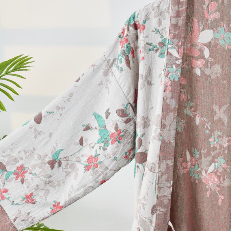 Kimono vintage in garza di cotone floreale - image 11