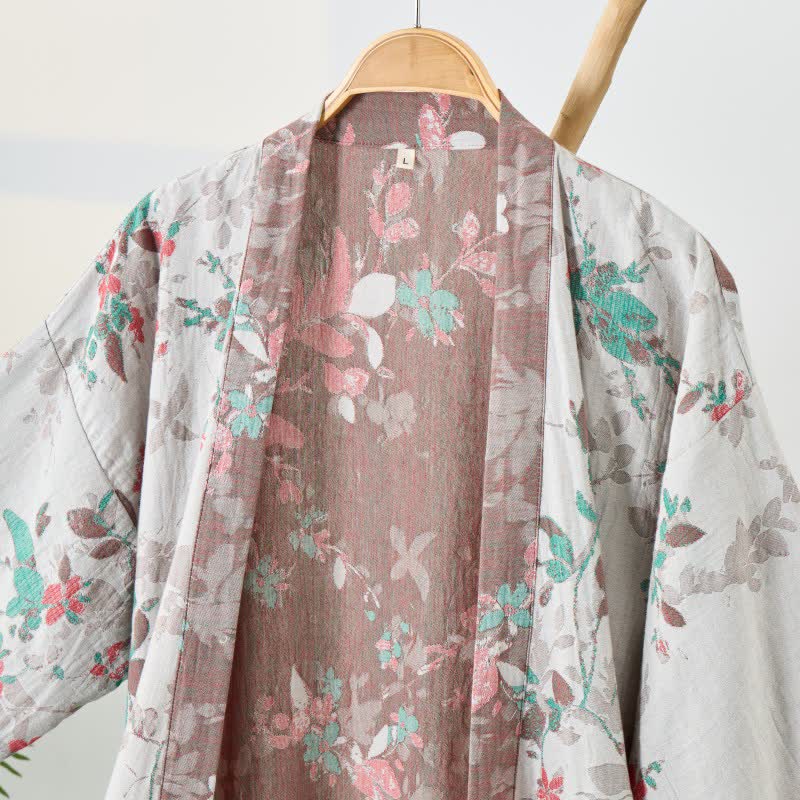 Kimono vintage in garza di cotone floreale - image 9