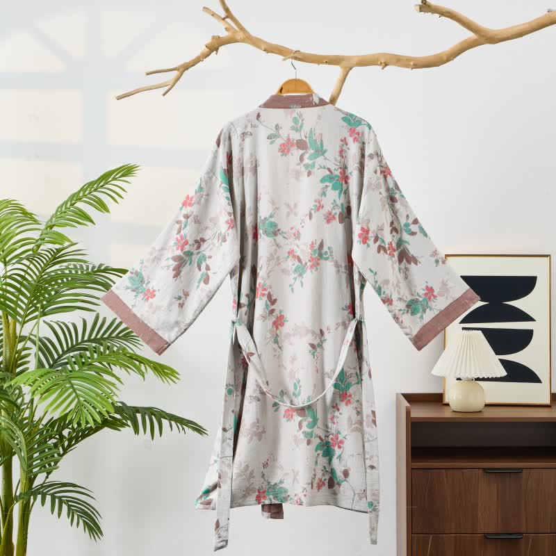 Kimono vintage in garza di cotone floreale - image 8