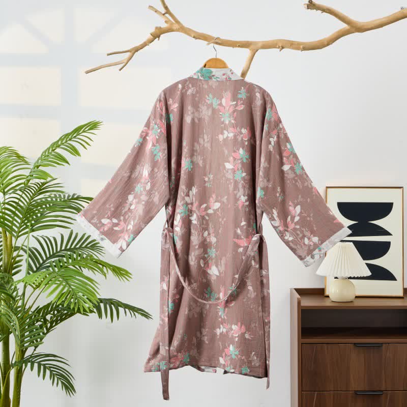 Kimono vintage in garza di cotone floreale - image 1