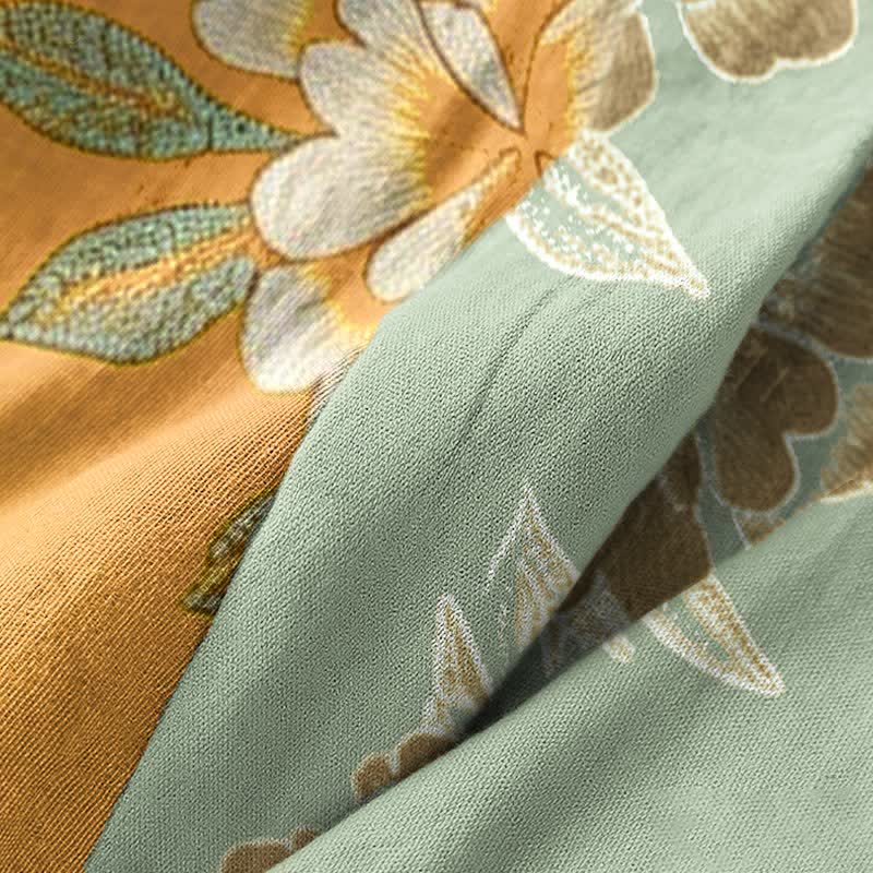 Kimono in garza di cotone color peonia gialla - image 5