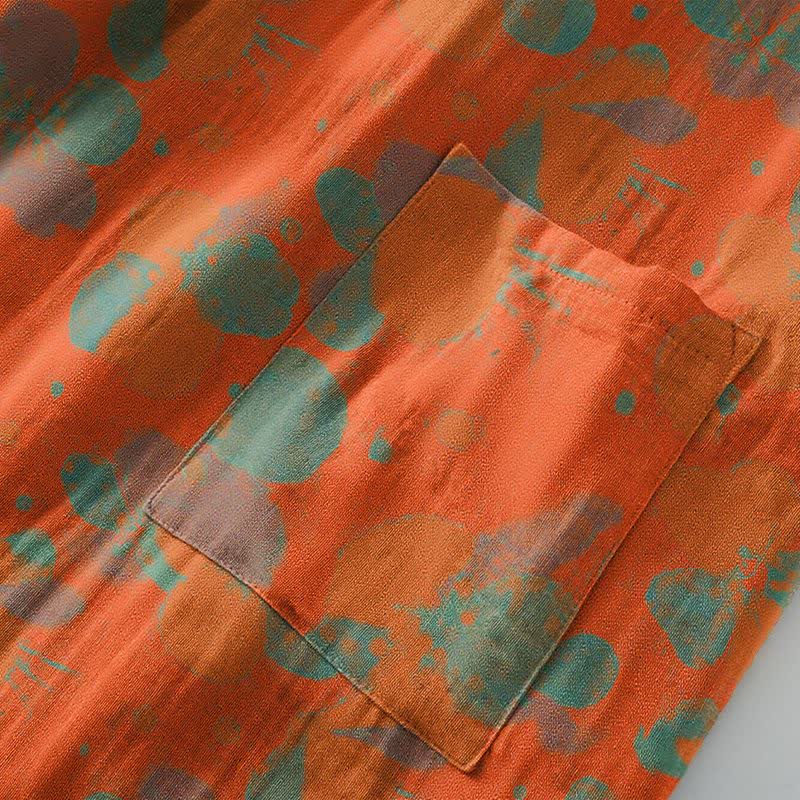 Kimono in garza di cotone con motivo floreale artistico - image 5