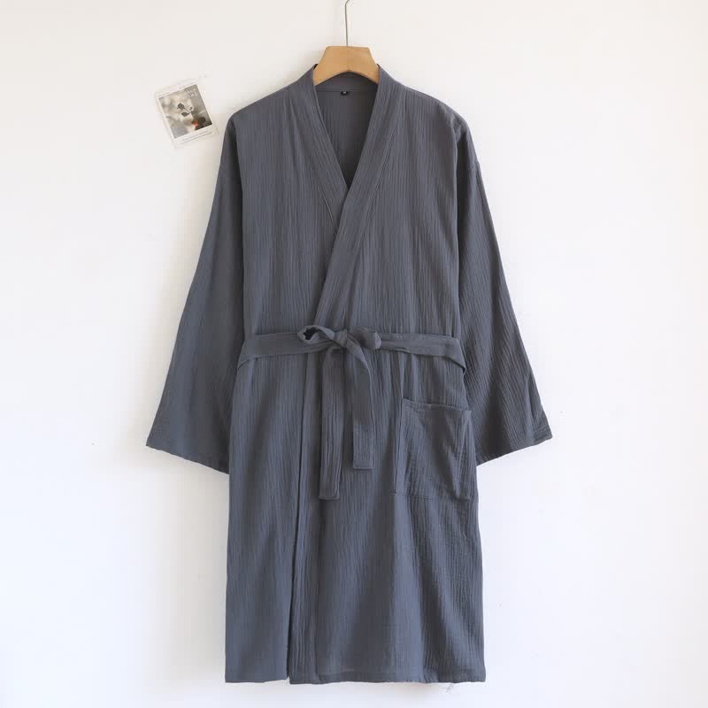 Accappatoio minimalista in cotone per lui e per lei - Uomo: Grigio scuro - L - image 13