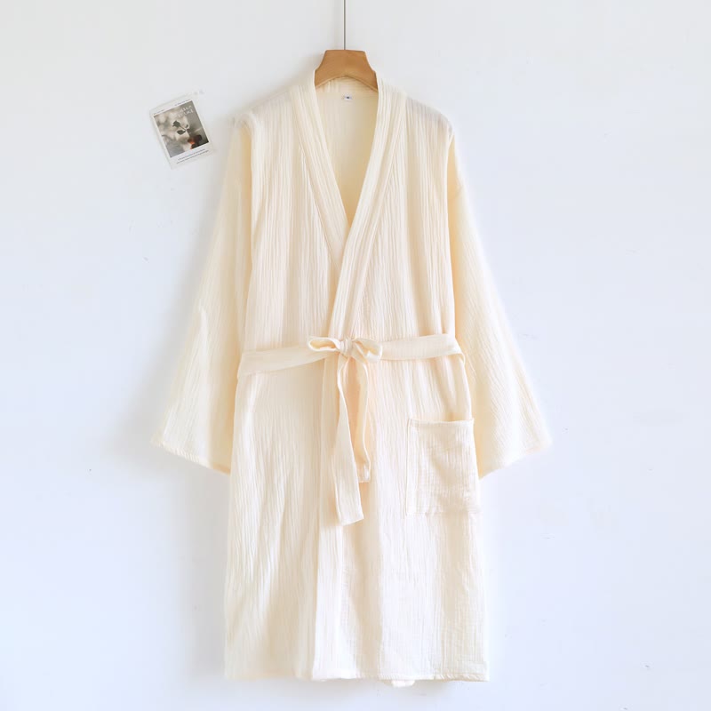 Accappatoio minimalista in cotone per lui e per lei - Donna: Beige - L - image 11