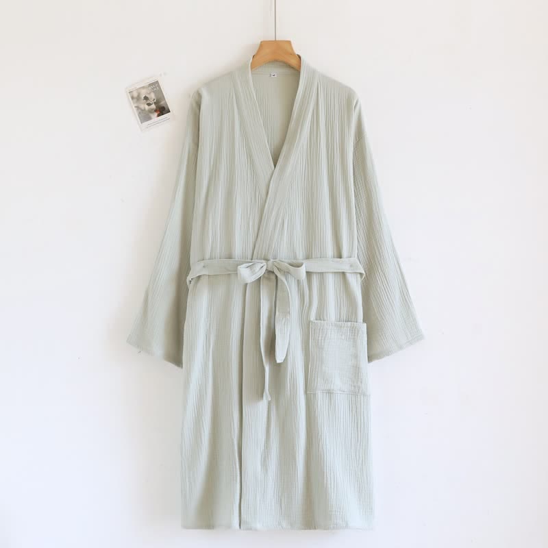 Accappatoio minimalista in cotone per lui e per lei - Donne: Verde - L - image 12