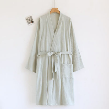 Accappatoio minimalista in cotone per lui e per lei - Donne: Verde - L - image 12