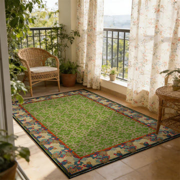 Tappeto rustico con motivo botanico antiscivolo - 95" x 119" - image 0