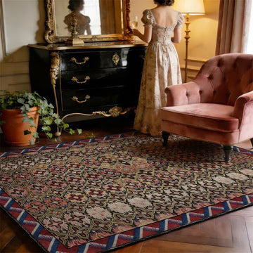Tappeto vintage persiano geometrico antiscivolo - 95" x 119" - image 0