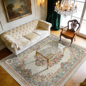 Elegante tappeto floreale in stile castello francese - 95" x 119" - image 0
