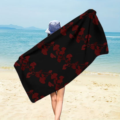 Telo mare con foglie di Ginkgo naturale - Nero - 150cm x 70cm - image 20