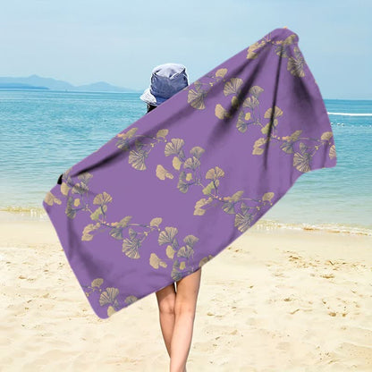 Telo mare con foglie di Ginkgo naturale - Viola - 150cm x 70cm - image 32