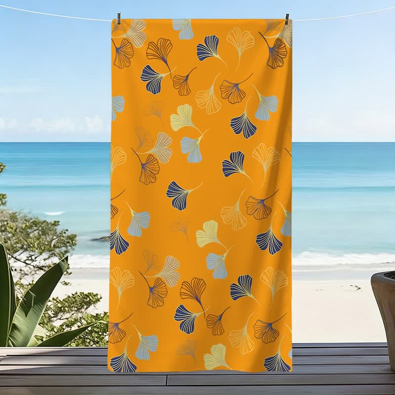Elegante telo mare con foglie di ginkgo - image 8