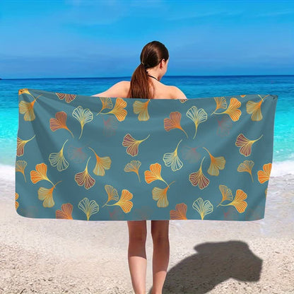 Elegante telo mare con foglie di ginkgo - image 2