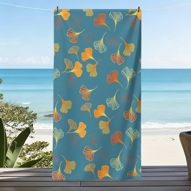 Elegante telo mare con foglie di ginkgo - image 3