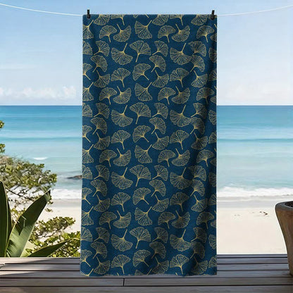 Telo mare con disegno a linee di foglie di Ginkgo - image 3