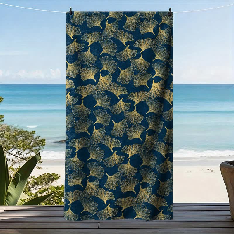 Telo mare con disegno artistico a linee di Ginkgo - image 3
