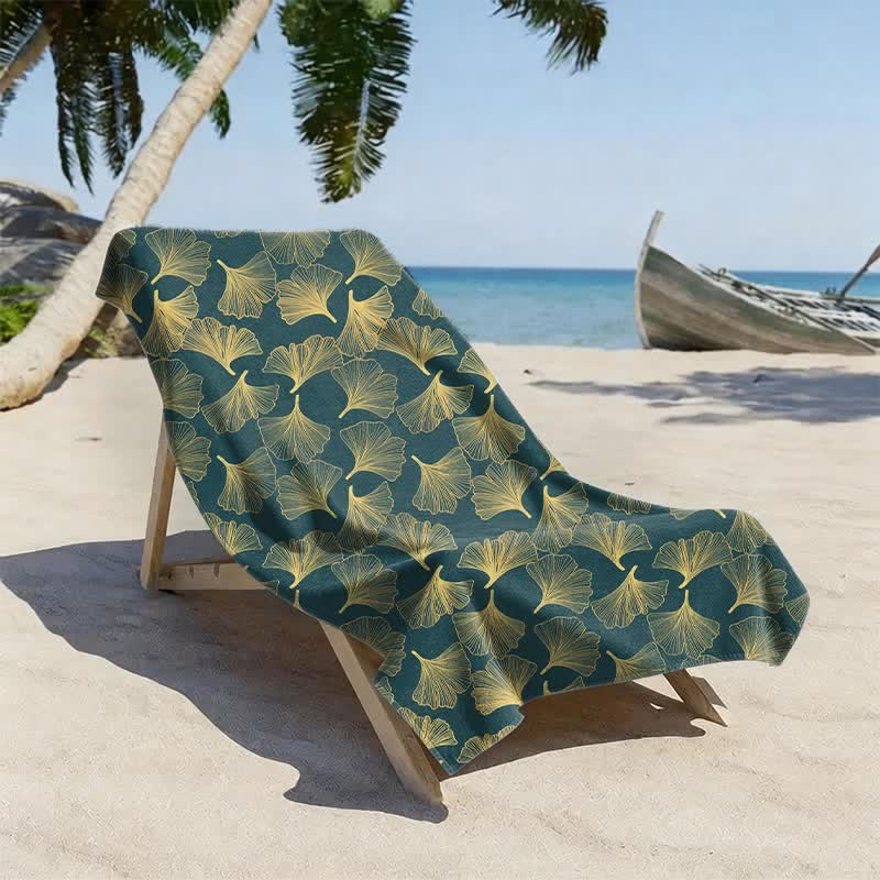 Telo mare con disegno artistico a linee di Ginkgo - image 13