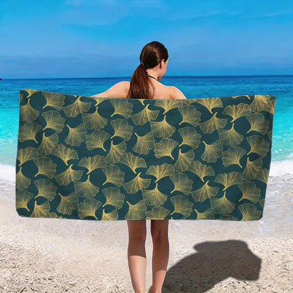Telo mare con disegno artistico a linee di Ginkgo - image 14