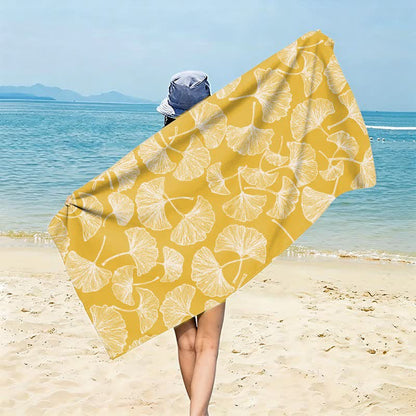 Telo mare rustico con Ginkgo Biloba - Giallo - 150cm x 70cm - image 4
