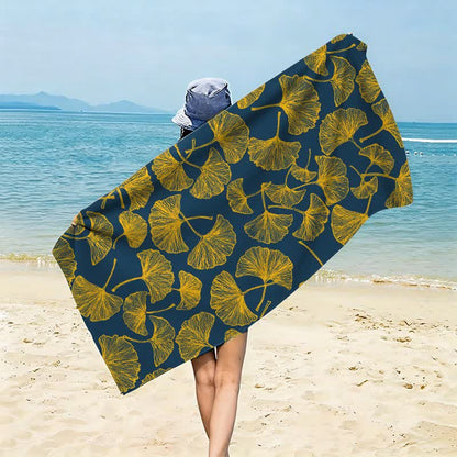 Telo mare rustico con Ginkgo Biloba - Verde - 150cm x 70cm - image 12