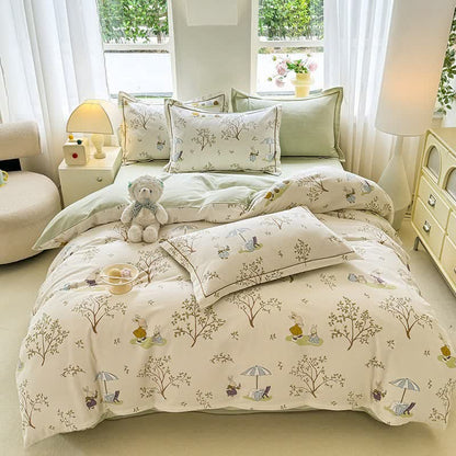 Set di biancheria da letto in cotone spazzolato con coniglietto e albero - image 1