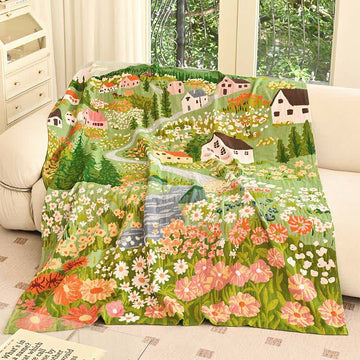 Coperta in puro cotone del villaggio delle fiabe - 150cm x 200cm - image 0