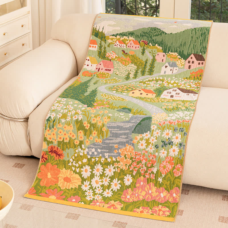 Coperta in puro cotone del villaggio delle fiabe - 75cm x 160cm - image 1