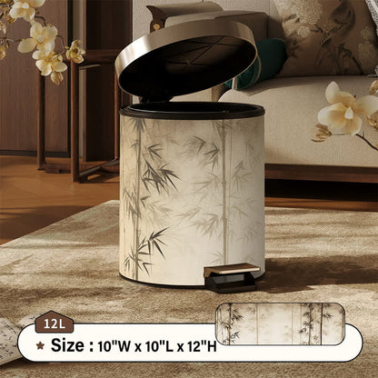 Cestino decorativo con ombra di bambù orientale - Beige - Pedale - 25 x 25 x 32cm) - image 15