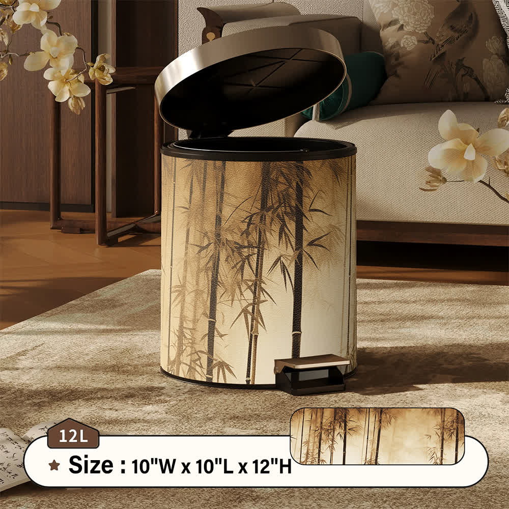 Cestino decorativo con ombra di bambù orientale - Cachi - Pedale - 25 x 25 x 32cm) - image 7