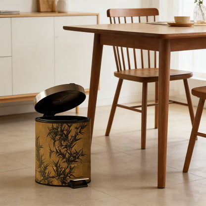 Cestino per rifiuti in pelle con stampa di bambù in stile Zen orientale. - image 5
