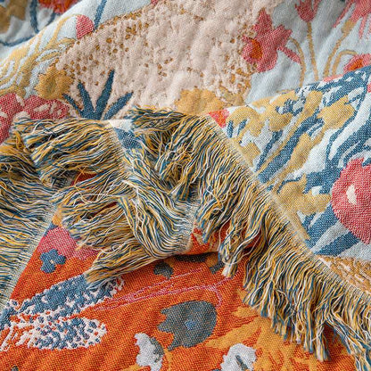Trapunta in garza di cotone con motivo floreale e coniglietti in stile country. - image 6