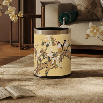 Cestino vintage in stile Chinoiserie con decorazioni floreali e di uccelli - image 0