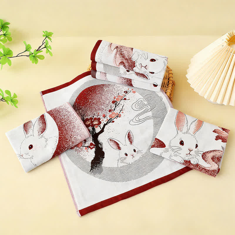 Set di 3 strofinacci da cucina in garza di cotone Eastern Bunny - image 1