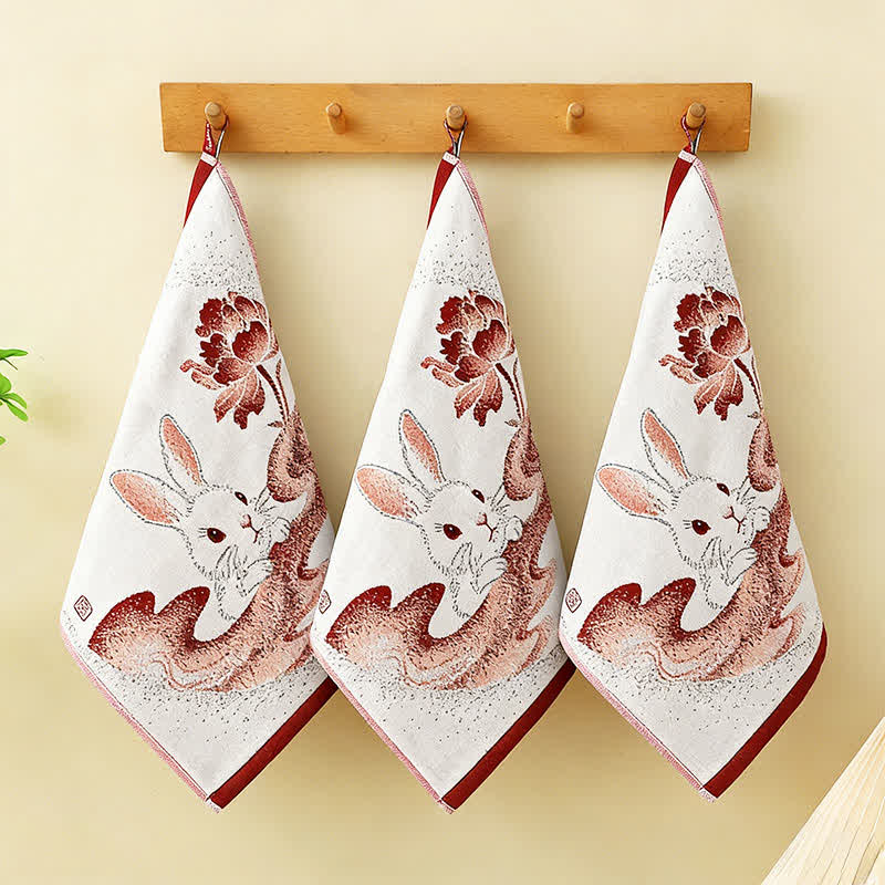 Set di 3 strofinacci da cucina in garza di cotone Eastern Bunny - image 5