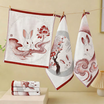 Set di 3 strofinacci da cucina in garza di cotone Eastern Bunny - image 0