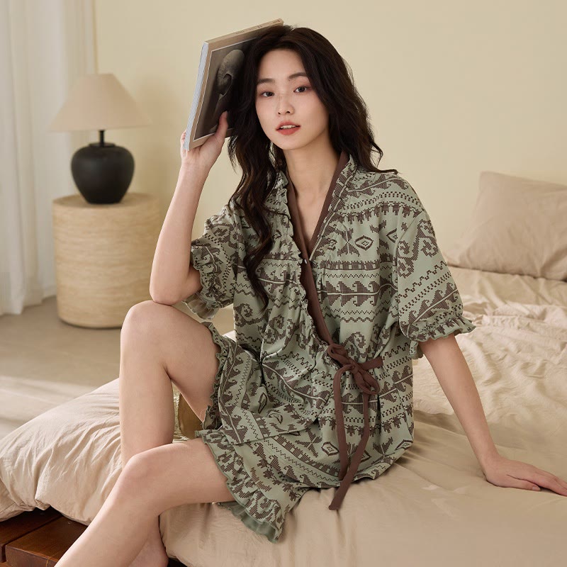 Set pigiama in stile boho con maniche a volant - image 1