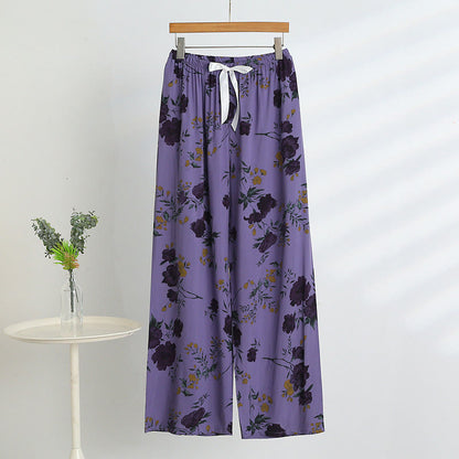 Pigiama con canotta e pantaloni a fantasia floreale viola - image 5