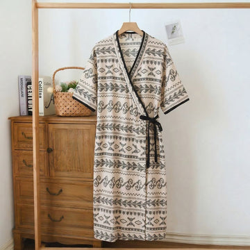 Camicia da notte in stile boho etnico con volant e laccetti laterali - Nero - 3XL - image 0