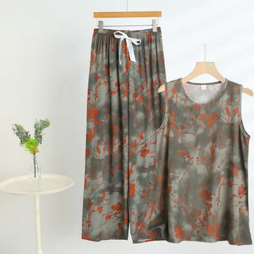 Set pigiama con canotta e pantaloni a fantasia floreale "Artistic Branch" - Grigio - 5XL - image 0