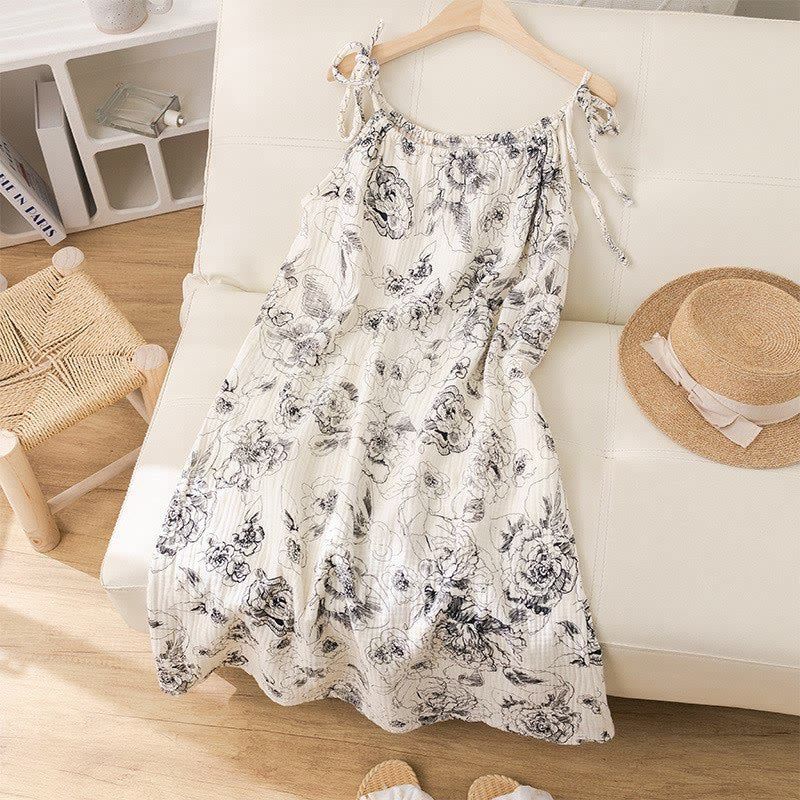 Camicia da notte in cotone con stampa floreale Artistic Print - image 1
