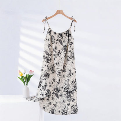 Camicia da notte in cotone con stampa floreale Artistic Print - Beige e nero - 2XL - image 0