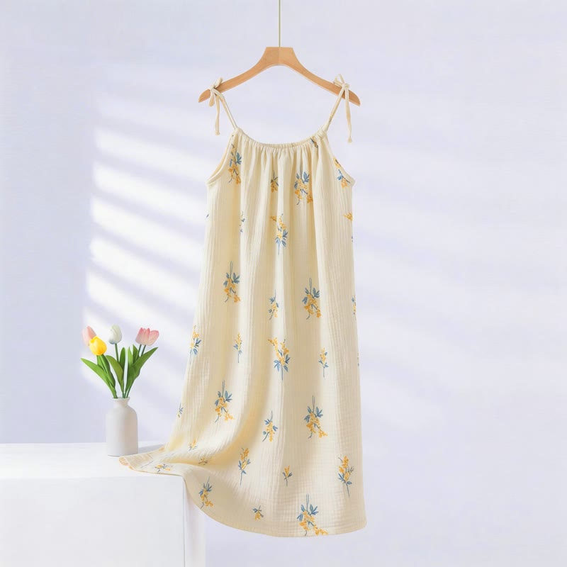 Camicia da notte a canotta floreale in stile country - Beige - 2XL - image 0